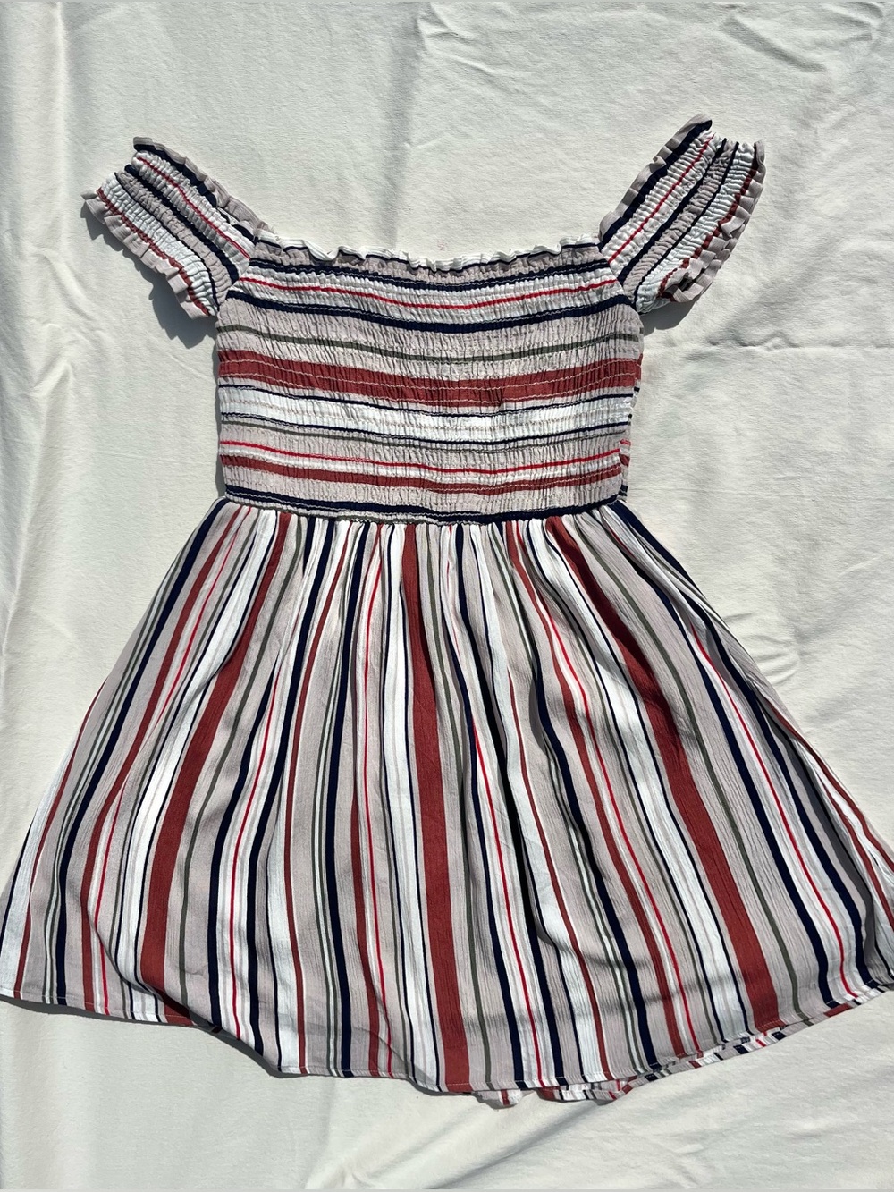 Charlotte Russe Smocked Off the Shoulder Tunic Blouse Multicolored Size Medium